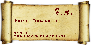 Hunger Annamária névjegykártya